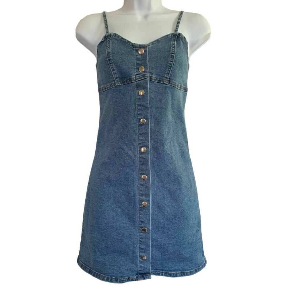 SHEIN Button Through Cami Denim Dress Size S